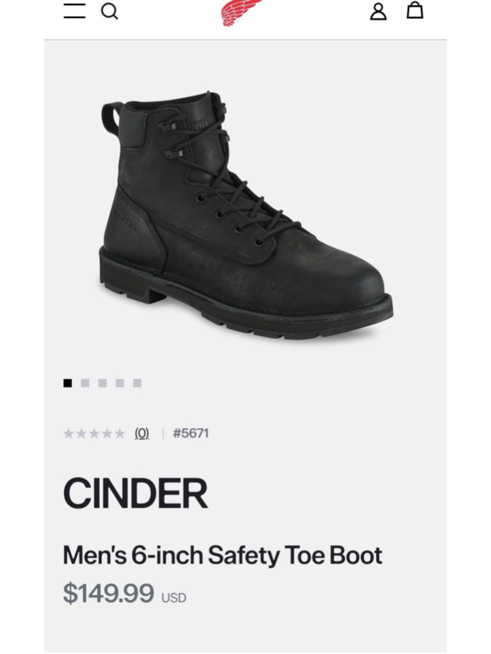 WORX Red Wing Cinder 5671 Work Boots Men’s 9.5M Black Steel Toe Worn Once